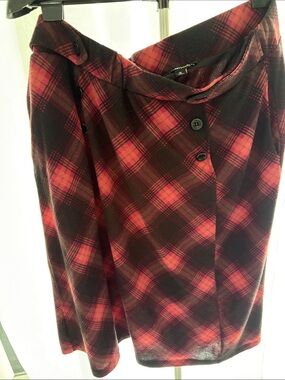 Robert Louis Red, pink and Black Plaid Button-Front Skirt